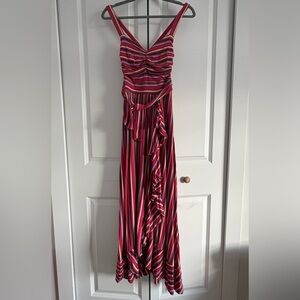 Anthropologie Red and Pink Striped Dress